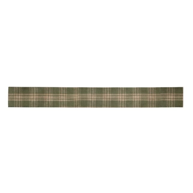 Rustic Green Country Homespun Plaid  Satin Ribbon (Front)