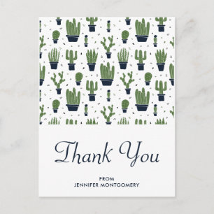 Rustic Green Desert Cactus Pattern Thank You Postcard