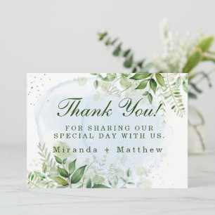 Rustic Green Dusty Blue Mariage Merci Cartes