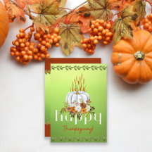 Rustic Green Fall Pumpkin Happy Thanksgiving Flat