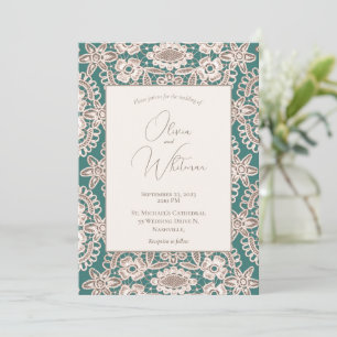 Rustic Green Faux Lace Mariage Invitations