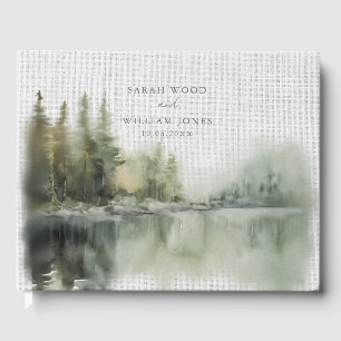 Rustic green forest Wedding Guest Book