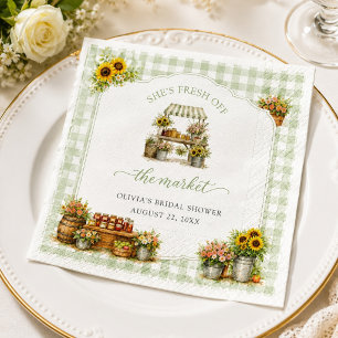 Rustic Green Gingham She's Fresh Off The Market Napkin
