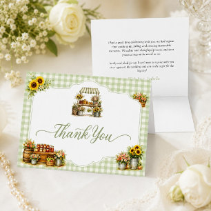 Rustic Green Gingham She's Fresh Off The Market Thank You Card