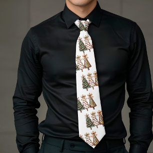 Rustic green gold Christmas trees minimalist tie