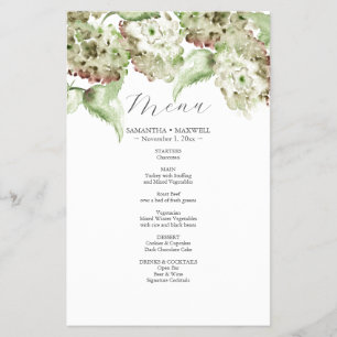 Rustic Green Hydrangea Wedding Decor Menus Flyer
