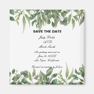 Rustic Green Leaves Greenery Foliage Save The Date Magnet