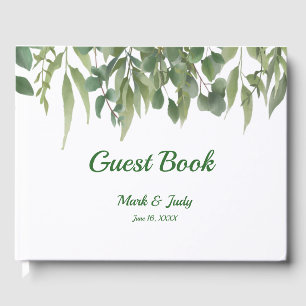 Rustic Green Leaves Greenery Foliage Wedding Guest Book