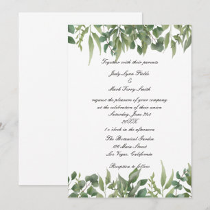 Rustic Green Leaves Greenery Foliage Wedding  Invitation