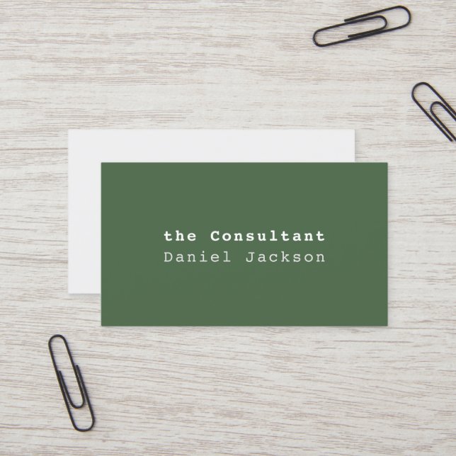 Rustic Green Minimal Typewriter Font Business Card (Front/Back In Situ)