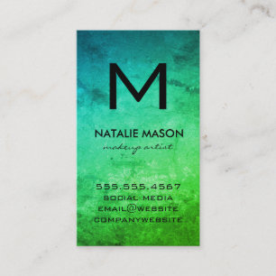 Rustic Green Monogram Business Card