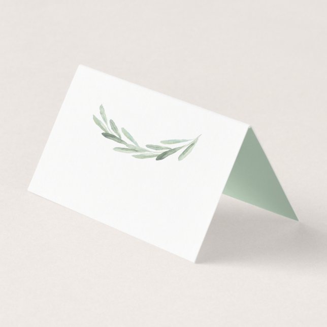 Rustic Green Olive Wreath Table Place Card (Back)