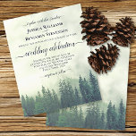 Rustic Green Pine Trees BUDGET Wedding Invitation<br><div class="desc">This beautiful wedding invitation is the perfect choice for rustic beauty and charm on a budget. The design features a mountainside shrouded in mist or fog and covered with green pine trees. Inexpensive,  low cost,  and great for an outdoor or backyard ceremony.</div>