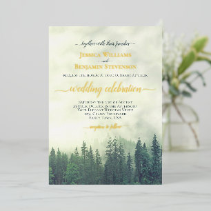 Rustic Green Pine Trees Elegant Wedding 