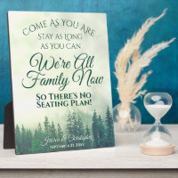 Rustic Green Pines Wedding No Seating Plan Sign