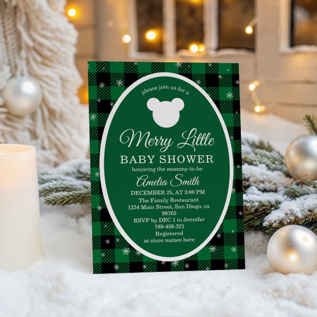 Rustic Green Plaid Christmas Baby Shower  Invitation (Creator Uploaded)