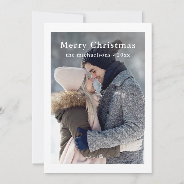 Rustic Green Plaid Merry Christmas Photo Holiday Card (Front)