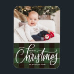 Rustic Green Plaid Merry Christmas Photo Magnet<br><div class="desc">Merry Christmas! Bring a touch of holiday cheer to your home with our Customizable Photo Christmas Magnet! Perfect for displaying cherished memories, this magnet allows you to personalize it with your favourite festive photo, making it a unique addition to your holiday decor. An ideal gift for family and friends—create memorable...</div>