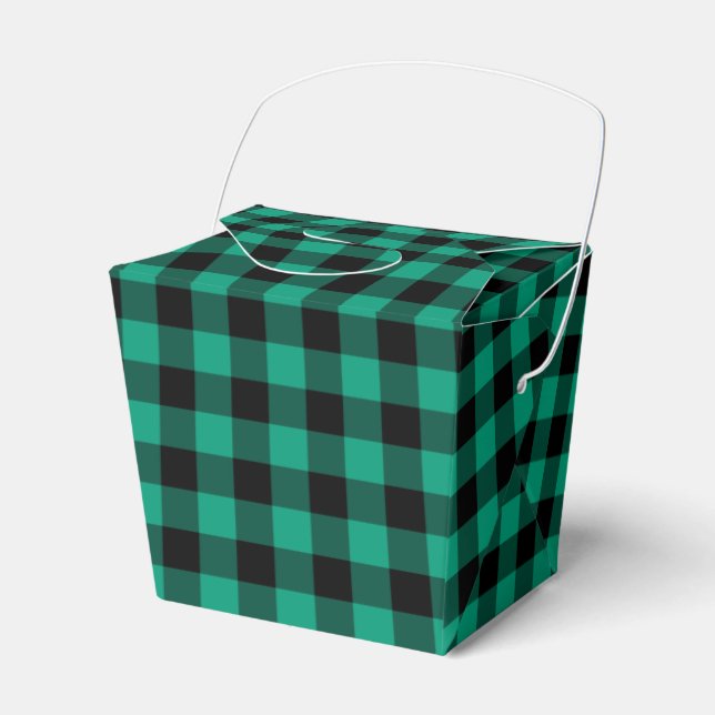 Rustic Green Plaid Pattern  Favor Box (Front Side)