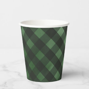 Rustic Green Plaid Pattern  Paper Cups