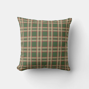 Rustic Green Plaid Throw Pillow