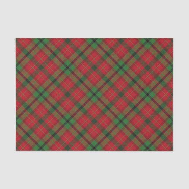 Rustic Green Red Christmas Holiday Tartan Plaid Tissue Paper (Front)
