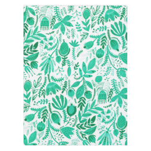 Rustic Green Spring Garden Floral Watercolor Tablecloth