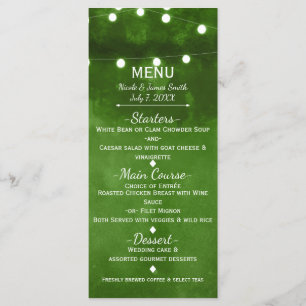 Rustic Green String Lights Elegant Wedding Menu