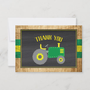Rustic Green Tractor Baby Shower Thank You Card