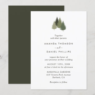 Rustic Green Tree Forest Wedding Invitations