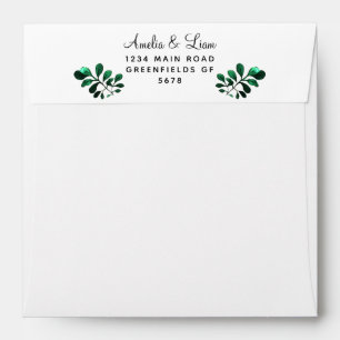 Rustic Green Watercolor Botanical Greenery Wedding Envelope