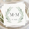 Rustic Green Watercolor Wreath Monogram Wedding