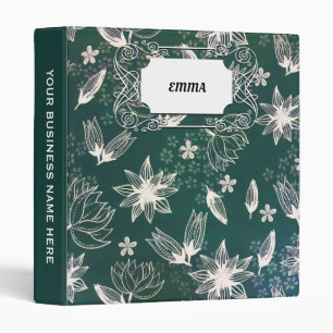 Rustic Green White Botanical Wildflowers Blossom Binder