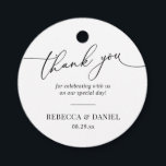 Rustic Green & White Simple Thank You Favour Tags<br><div class="desc">Designed to coordinate with our Romantic Script wedding collection,  this customizable tag,  features a calligraphy graphic thank you,  paired with a classy serif font in black. Matching items available.</div>