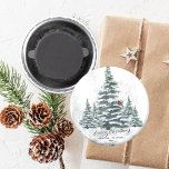 Rustic Green Winter Pine Trees Red Cardinal Bird  Magnet<br><div class="desc">Rustic Green Winter Pine Trees Red Cardinal Bird Watercolor Holiday Christmas Magnet. Celebrate holidays with this simple and modern non-photo design festive, natural nature colour style cards! Featuring a snowy day in a mountain with tall, soft green painted watercolor forest pine trees and a winter red bird on the tree....</div>