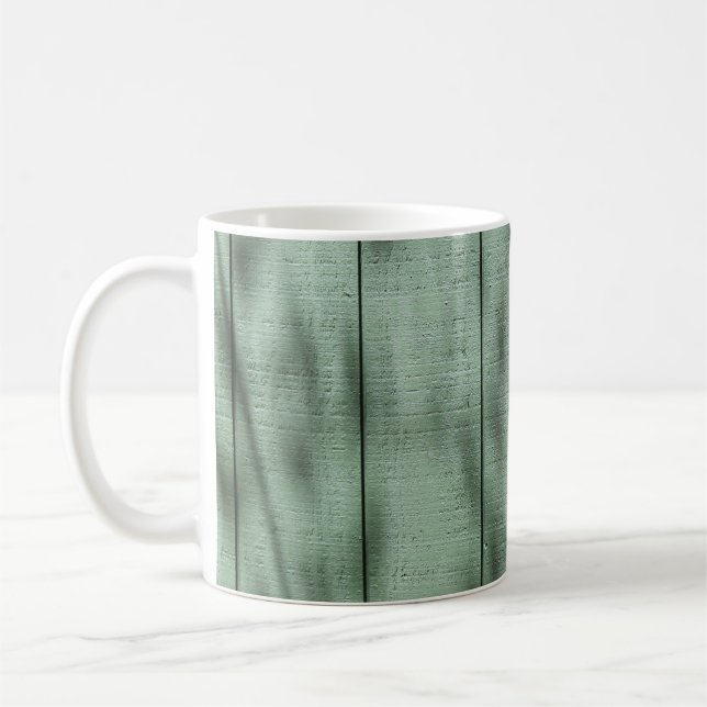 Rustic Green Wood Wall with Dappled Shadows/Light Coffee Mug (Left)