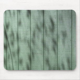 Rustic Green Wood Wall with Dappled Shadows/Light Mouse Pad