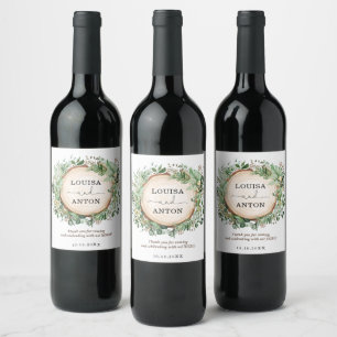 Rustic Greenery Botanical Garden Wedding Favours Wine Label