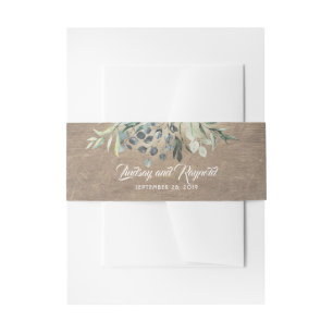 Rustic Greenery Branches Countryside Wedding Invitation Belly Band