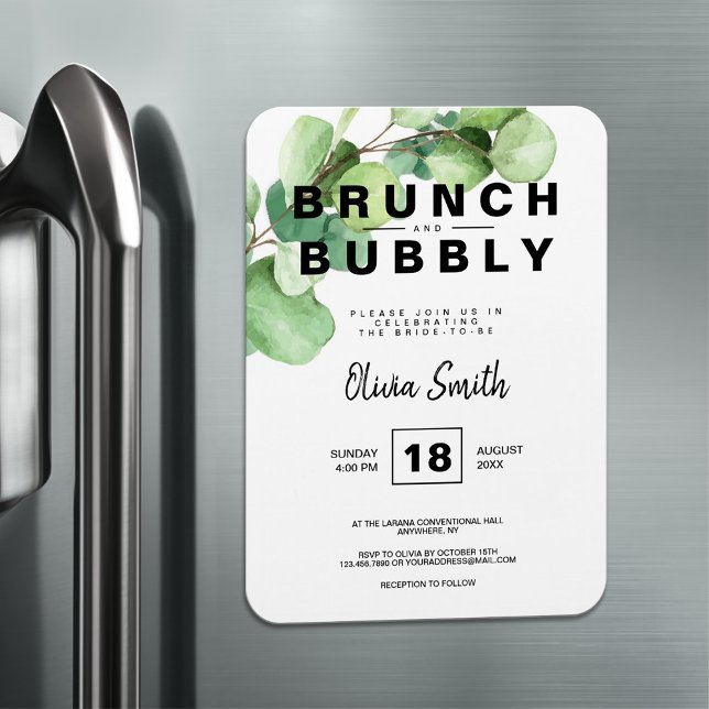 Rustic Greenery Brunch and Bubbly Bridal Shower Magnet (Creator Uploaded)