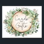 Rustic Greenery Cards Gifts Wedding Bridal Shower Poster<br><div class="desc">Rustic botanical-themed "Cards & Gifts" sign featuring beautiful,  lush watercolor greenery and modern lettering.</div>