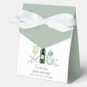 Rustic Greenery Champagne Sip & See Baby Shower Favor Box