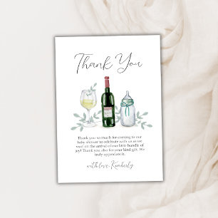 Rustic Greenery Champagne Sip & See Baby Shower Thank You Card