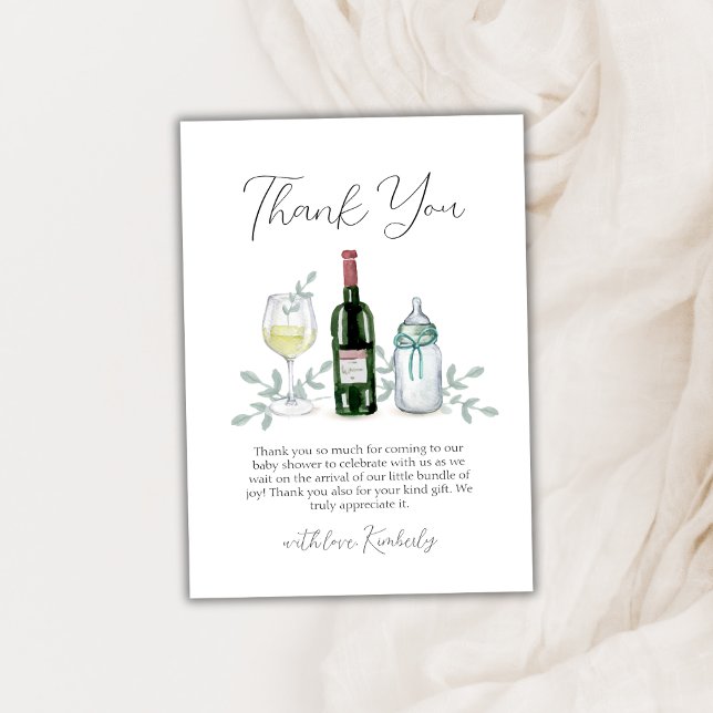 Rustic Greenery Champagne Sip & See Baby Shower Thank You Card (Rustic Greenery Champagne Sip & See Baby Shower Thank You Card)