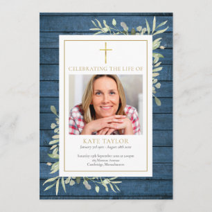 Rustic Greenery Christian Funeral Order Of Service Program