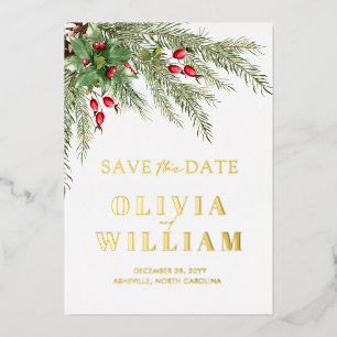 Rustic Greenery Christmas Holiday Save The Date