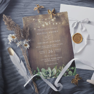 Rustic Greenery Country Barn QR Code Wedding Invitation