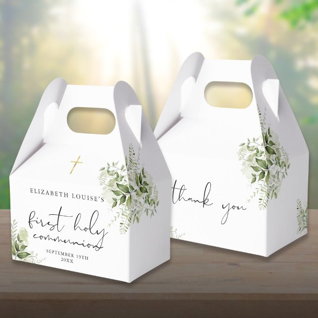 Rustic Greenery Elegant First Holy Communion Favor Box (Rustic Greenery Elegant First Holy Communion Favor Boxes)