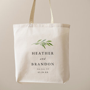 Rustic Greenery Elegant Wedding Guest Favour Tote Bag
