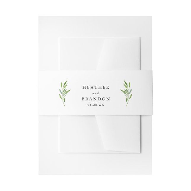 Rustic Greenery Elegant Wedding Invitation Belly Band (Front Example)